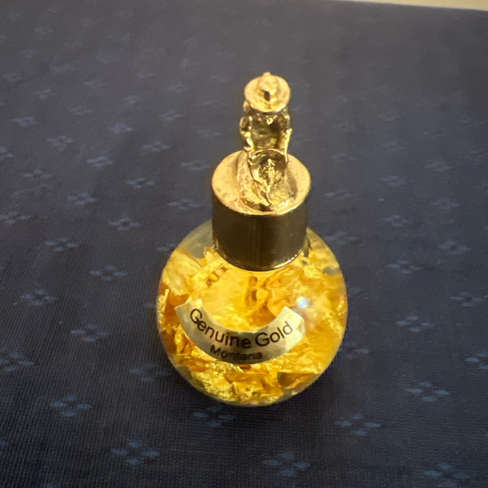 Gold Flakes 2.25" Vintage Souvenir Bottle Miner Toper Genuine Gold